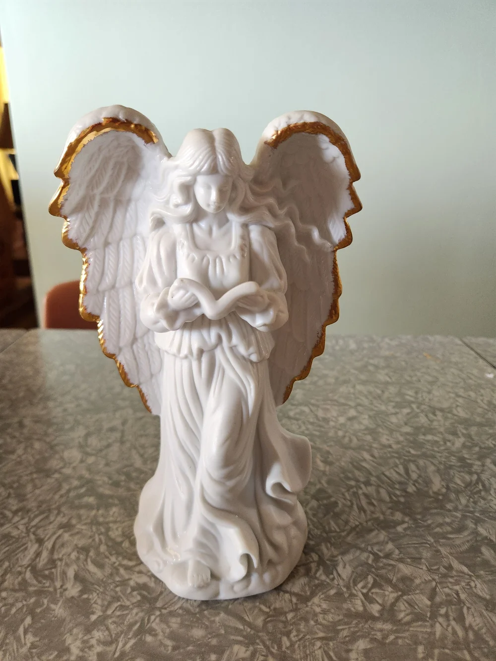 Source Unknown White and Gold Angel Figurine
